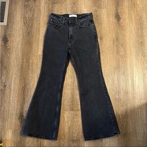 Abercrombie the vintage flare high rise washed black jeans 25 xs 0 xs petite
